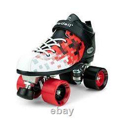 Riedell Skates Dart Pixel Quad Roller Speed Skate Black & Red Size 10