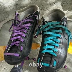 Riedell Solaris sz 8.5 with purple Crazy Venus plates speed/derby rollerskates