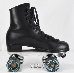 Riedell Sure Grip Black Leather Roller Skates Mens Size 7 Super X 5L Rats Bones