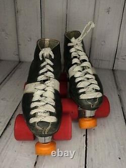 Riedell Sure Grip Invader 3 Vintage Roller Skates SZ 5 Fugitive Wheels B&W