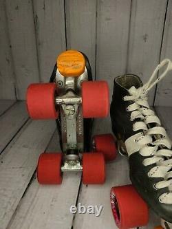 Riedell Sure Grip Invader 3 Vintage Roller Skates SZ 5 Fugitive Wheels B&W