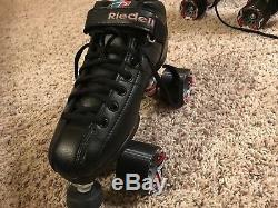 Riedell Sure-Grip Super X Black Leather Roller Skates size 8