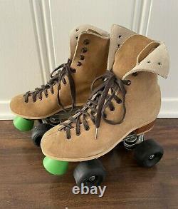 Riedell Sure-Grip Vintage Tan Suede Leather Roller Skates Womens 7