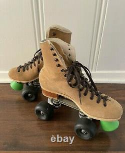 Riedell Sure-Grip Vintage Tan Suede Leather Roller Skates Womens 7