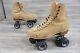 Riedell TAN SUEDE LEATHER ROLLER SKATES 130M Size 7 Red WING