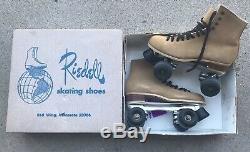 Riedell Tan Skating Shoes Roller Skates Size 8 Super X Suregrip Suede Leather