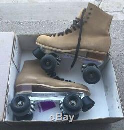 Riedell Tan Skating Shoes Roller Skates Size 8 Super X Suregrip Suede Leather