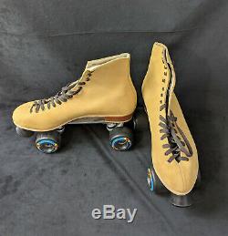 Riedell Tan Suede Boot Skates Model 130M Kryptonics Route 65 Wheels Mens Size 13