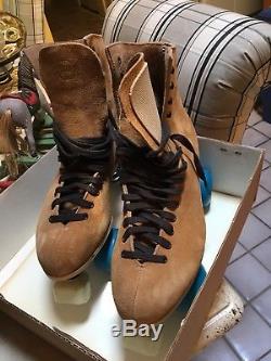 Riedell Tan Suede Boot Skates + Sure-Grip Mens Size 10 In the Original Box MINT