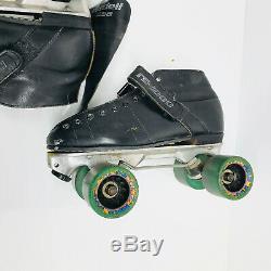 Riedell USA RS-1000 Black Quad Roller Skates Leather Lace Up Derby Vintage