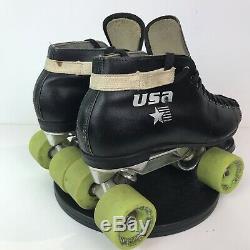 Riedell USA Women 8 Men 7 Leather Roller Skates Sure Grip Invader Aluminum derby