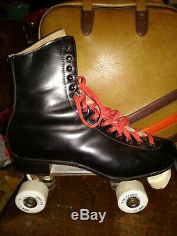 Riedell Vintage 1977 Chicago GMII Custom Roller Skates-Black Leather Size 11boot