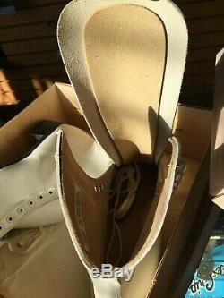 Riedell Vintage Roller Skate Boot 220 White Sz 9 1/2 Old Stock Unused Excellent