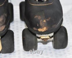 Riedell Vintage Skates Aerobiskate Black Sure Grip Wheels Size 9 Roller Derby