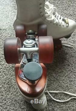 Riedell White Leather Roller Skates Womens 6 1/2 Used 1426 297R Powell Bones USA