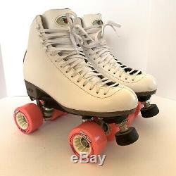 Riedell White Quad Roller Skates Womens Size 9.5 W Wide Model 120
