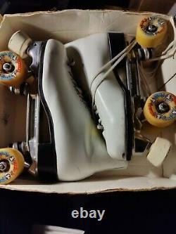 Riedell White Roller Skates Women's Size 10 6r Custome Wheels 6r Sure Grip