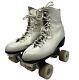 Riedell Women's 7 B White Vintage Leather Quad Roller Derby Skates 3521 Pacer