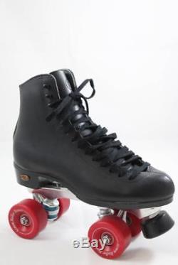 Riedell Womens Black Red Leather Lace Up Almond Toe Roller Skates Size 7.5