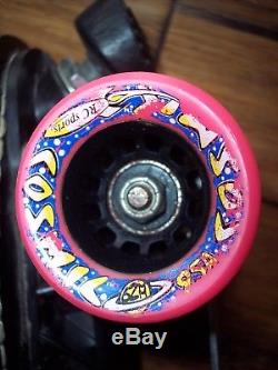 Riedell Womens Derby Roller Skates Pink Black Cosmic Wheels WFTDA USA Size 6