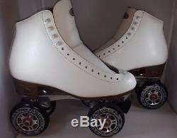 Riedell Womens Roller Skates 121 White Leather Classic 9.5 Sure Grip 90mm Wheels