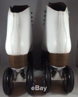 Riedell Womens Roller Skates 121 White Leather Classic 9.5 Sure Grip 90mm Wheels