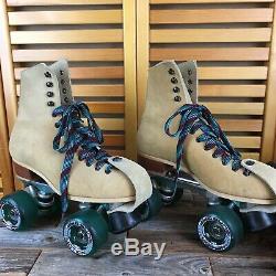 Riedell Womens Vintage Roller Skates Tan Suede Sz 5 EXCELLENT COND