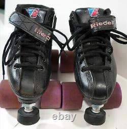 Riedell r3 roller skates Size 3 Black Leather With Demon Sonar 56 Wheels