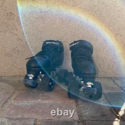 Riedell roller skates size 4 all black and Skate pads set