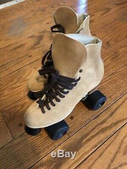 Riedell roller skates size 8 Tan Suede Vintage Red Wing MI Made In USA Sure Grip