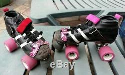 Riedell wicked black white leather boot roller derby skates UK 6 fab condition