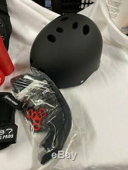Roller Derby Pack Riedell R3 Black Quad Speed Skates pads helmet SZ 9