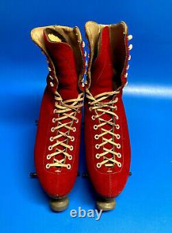 Roller Skates, Rare Vintage Riedell Suede 297 Red, Size 6, Snyder Imperials, Wow