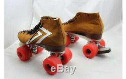 Skates Men 8 M Riedell Kyrptonics Roller Super X Sure Grip Brown SUEDE Vintage