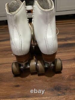 Snyder Douglas Super Deluxe Custom White Roller Skates Riedell Boots Size 9.5
