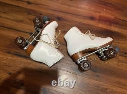 Snyder Douglas Super Deluxe Custom White Roller Skates Riedell Boots Size 9.5