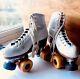 Snyders Super Deluxe White Roller Skates Size 4y Riedell Boot Hyper Dance Wheels