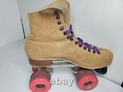 Sure-Grip Vintage Tan Brown Suede Leather Roller Skates Women Size 7 See Pics