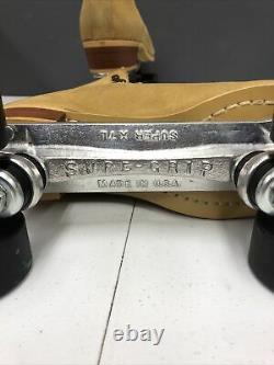 Tan Suede Roller Skates Riedell Sure Grip Super X7L Sure Grip Wheel 57mm Sz 10 W