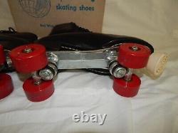 VINTAGE RIEDELL RED WING ROLLER SKATES MEN'S SIZE 11.5 BLACK LEATHER With BOX