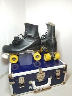 VINTAGE Riedell Mens 11 D Pacer Black Roller Skates with Case & Key
