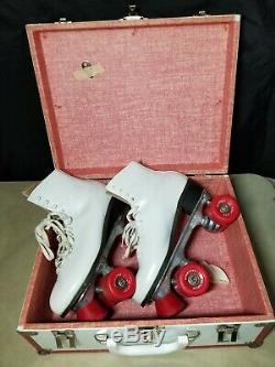 VINTAGE Riedell Pacer Womens 8B White Roller Skates with Case & Key ...