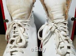 VINTAGE Riedell Pacer Womens 8B White Roller Skates with Case & Key! 1960s 1970s