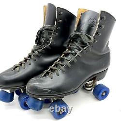 VINTAGE Riedell Red Wing BlK Leather Roller Skates (M 7.5/ W 9) with Indoor Wheels