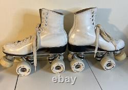 VINTAGE Riedell White Roller Skates Red Wing Size 4.5
