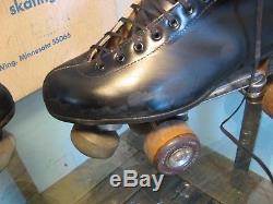 VItg RIEDELL ROLLER SKATES RED WING SKATING SHOES w Box black leather men's 10.5