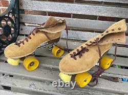 VTG Men's Tan Suede Roller Skates Vintage 130M Size 8 M Sure Grip Jogger