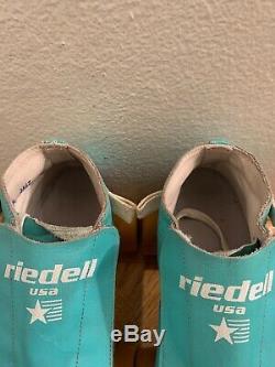 VTG Riedell 395 USA Hyper With Doctor Wheels Red Line Turquoise Green Size 8.5