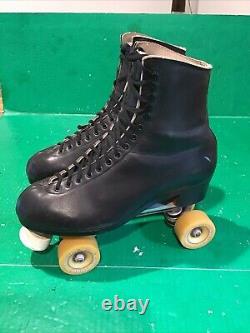 VTG Riedell Chicago Custom Roller Skates Black Powell Artistic Plush Tongue 11.5