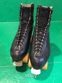 VTG Riedell Chicago Custom Roller Skates Black Powell Artistic Plush Tongue 11.5